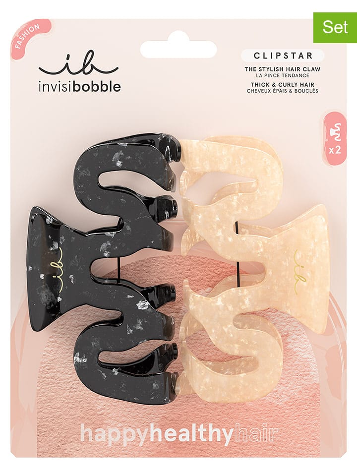 Invisibobble Spinki do włosów (4 szt.) "Clipstar" w kolorze czarno-kremowym rozmiar: onesize