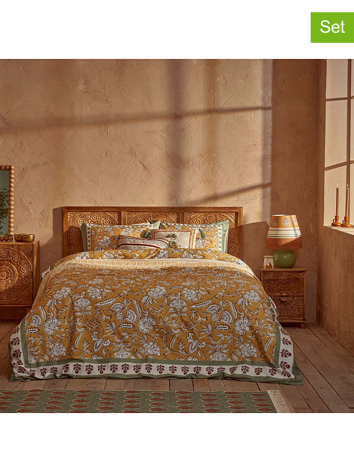 BELLA MAISON 2-częściowy komplet pościeli satynowej w kolorze żółto-zielonym rozmiar: 200x220 cm