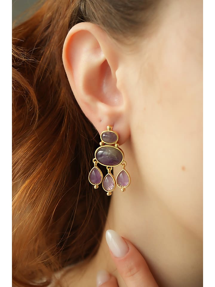 L'Atelier de Gaia Pozłacane kolczyki z ametystami rozmiar: onesize
