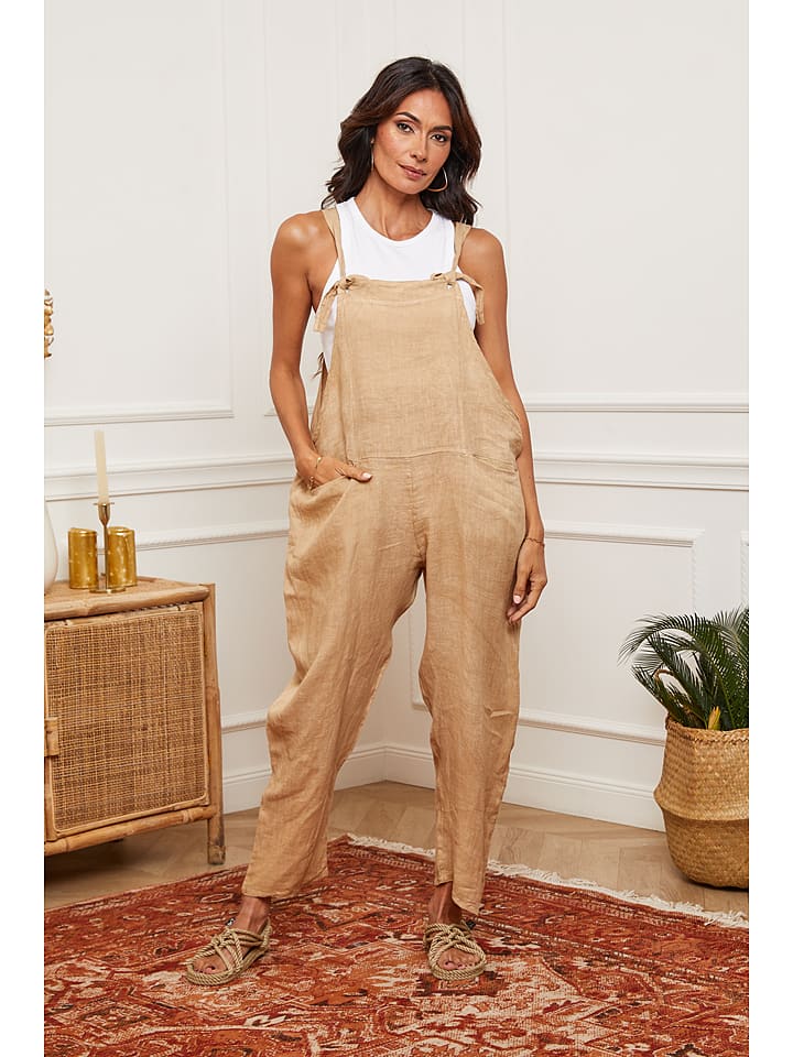 Fleur de Lin Lniane ogrodniczki "Corida" w kolorze beżowym rozmiar: L