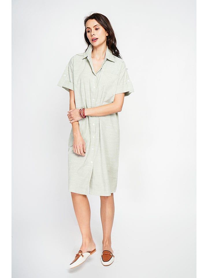 Le Jardin du Lin Sukienka w kolorze biało-zielonym rozmiar: 34