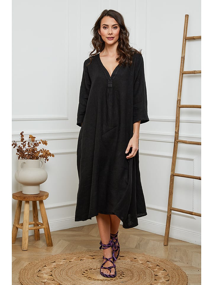 Joséfine Lniana sukienka w kolorze czarnym rozmiar: M