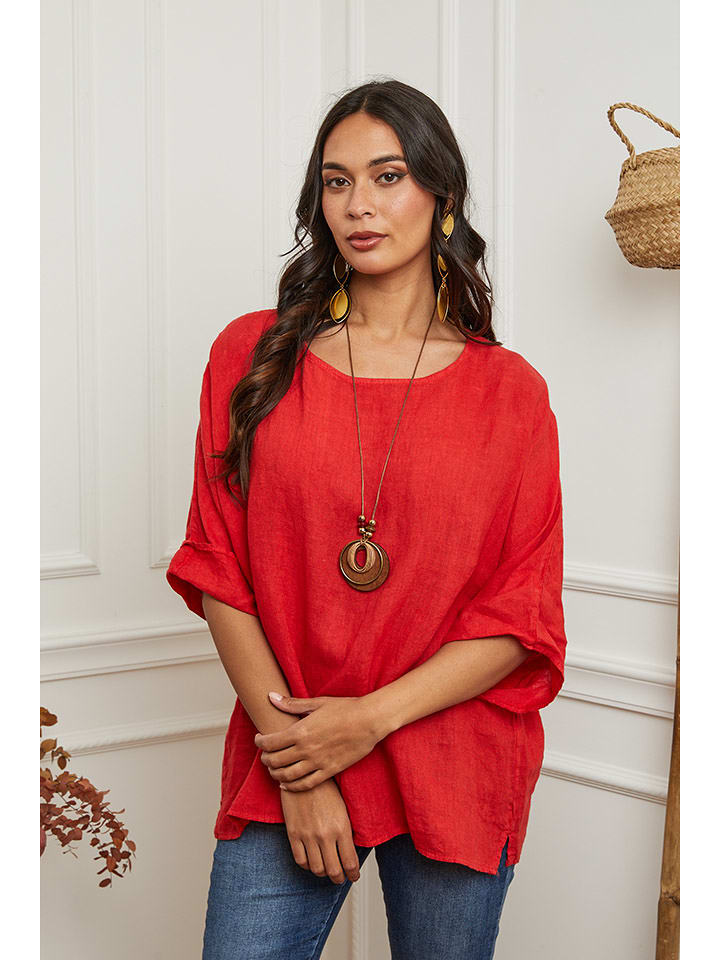 La Compagnie Du Lin Lniana bluzka "Under" w kolorze czerwonym rozmiar: XXL