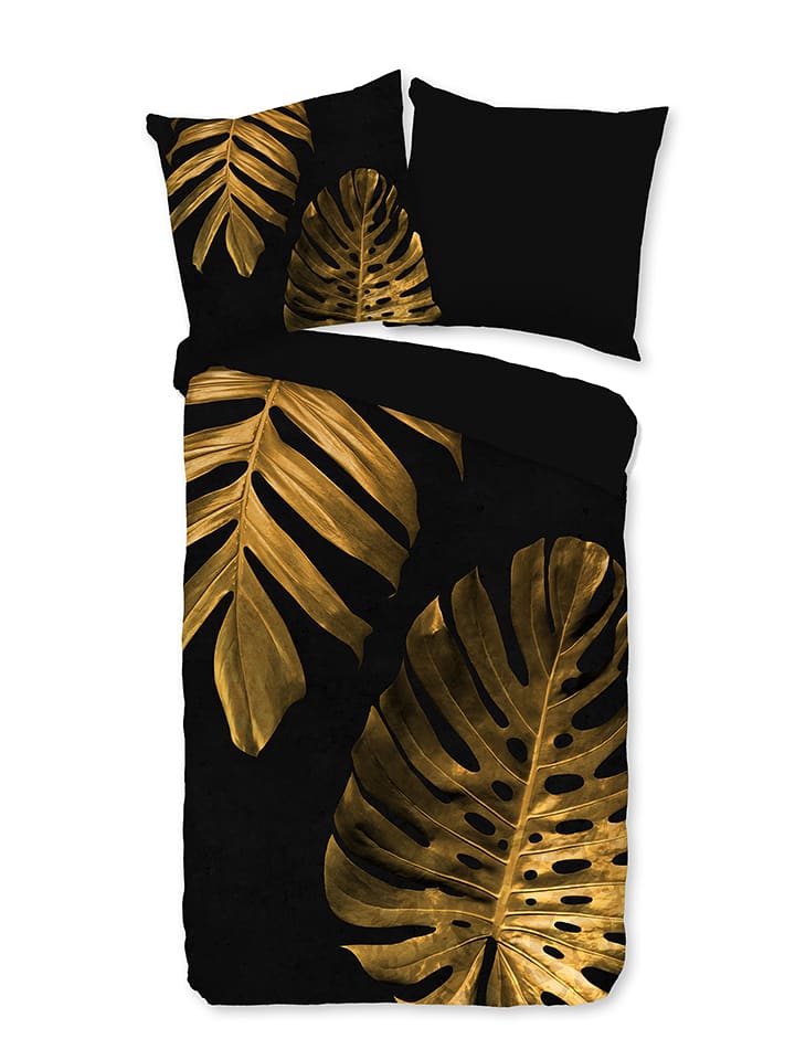 Pure Komplet pościeli "Kimberly" w kolorze czarno-złotym z mikrofibry rozmiar: 240x220 cm