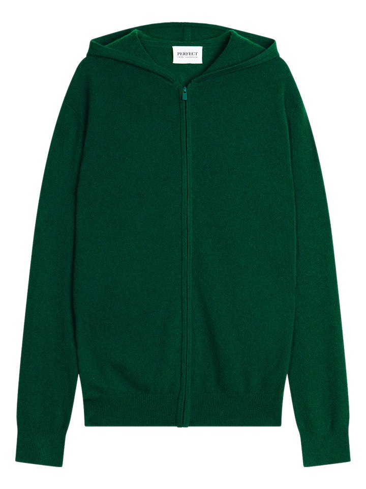 Perfect Cashmere Kaszmirowy kardigan "Eldo" w kolorze zielonym rozmiar: M