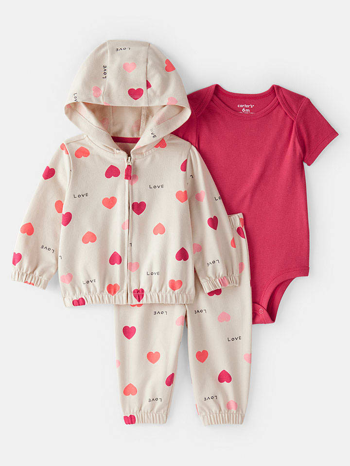 carter's 3-częściowy zestaw w kolorze kremowo-różowym rozmiar: 74