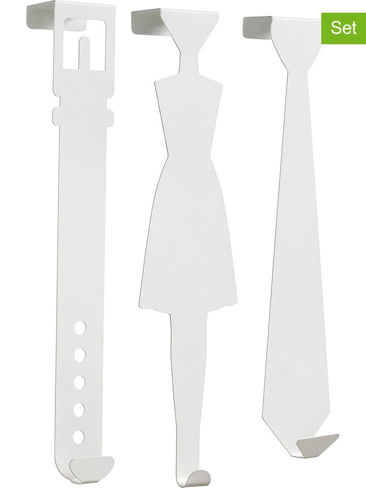 heine home Haczyki (3 szt.) w kolorze białym na drzwi - 7 x 40 x 5 cm rozmiar: onesize