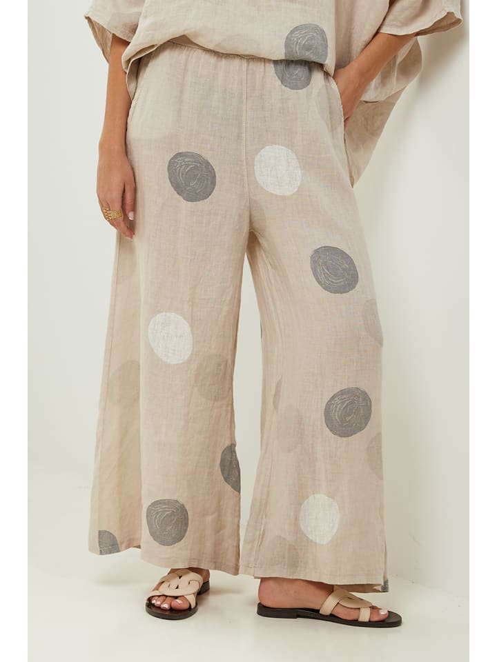 Lin Passion Lniane spodnie w kolorze beżowym rozmiar: 36/38