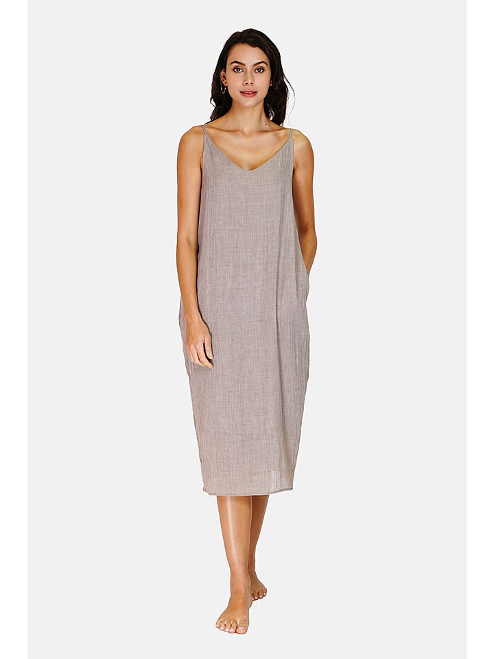 Le Jardin du Lin Lniana sukienka w kolorze szarobrązowym rozmiar: 38