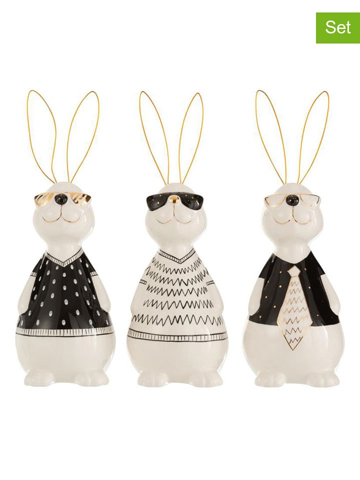 J Line Figurki dekoracyjne (3 szt.) w kolorze szaro-biało-czarnym - wys. 29,5 cm rozmiar: onesize