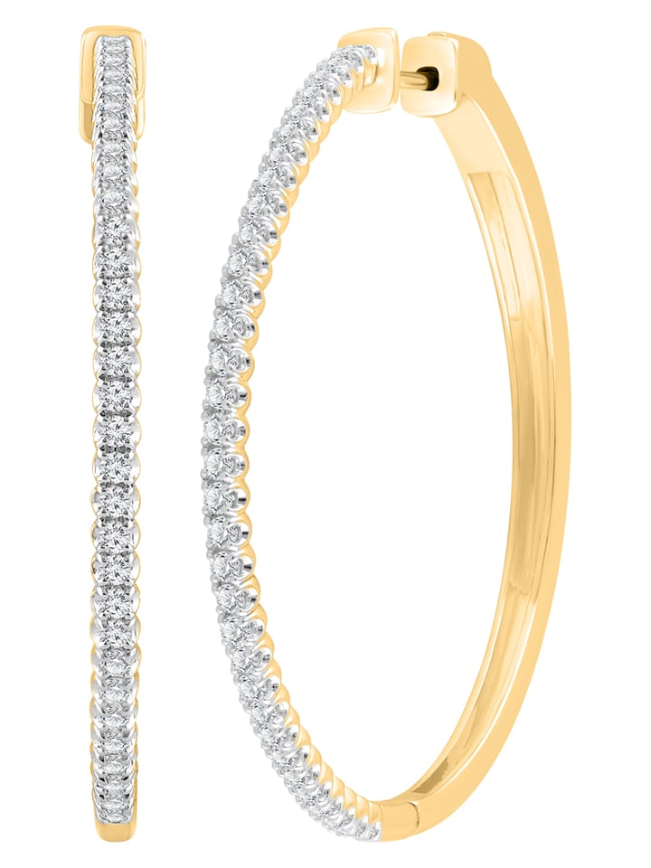 Diamonds lab grown Złote kolczyki-kreole z diamentami rozmiar: onesize