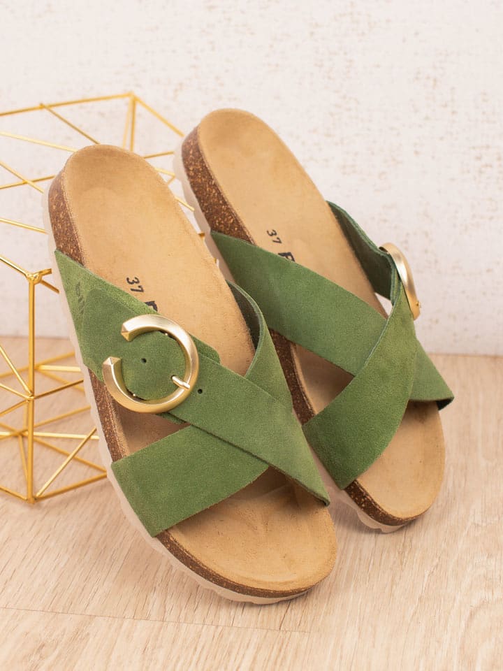 billowy Skórzane klapki w kolorze zielonym rozmiar: 41