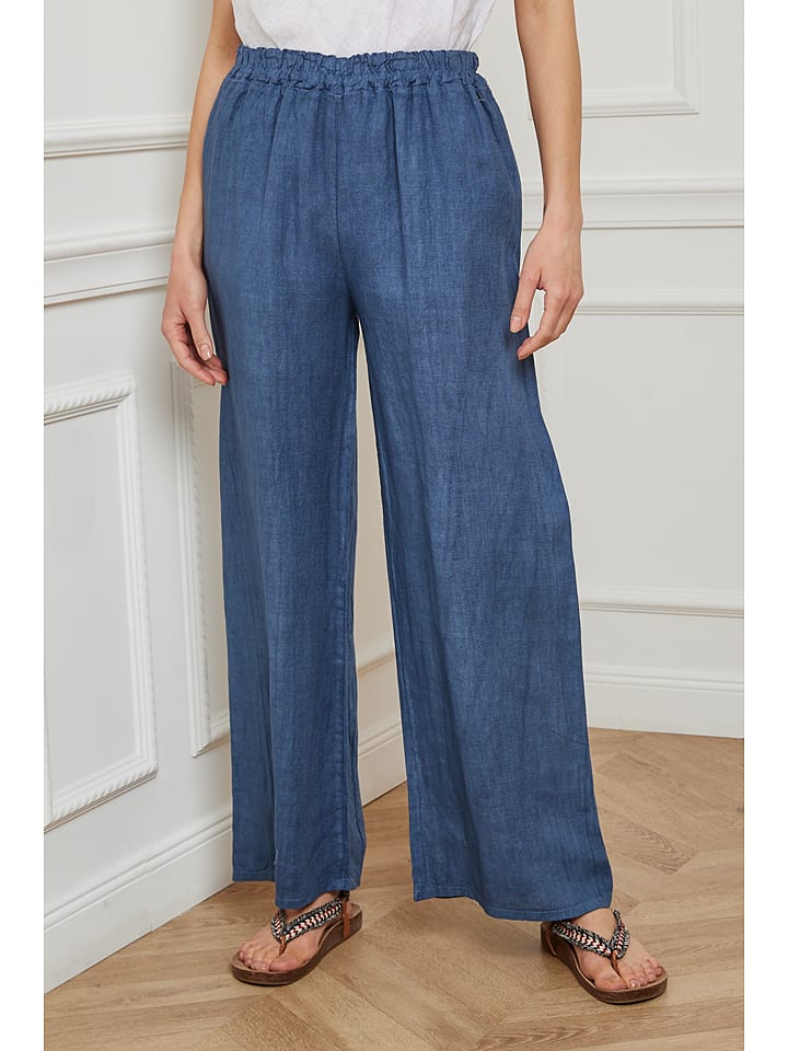 Fleur de Lin Lniane spodnie "Garibaldi" w kolorze granatowym rozmiar: XXL