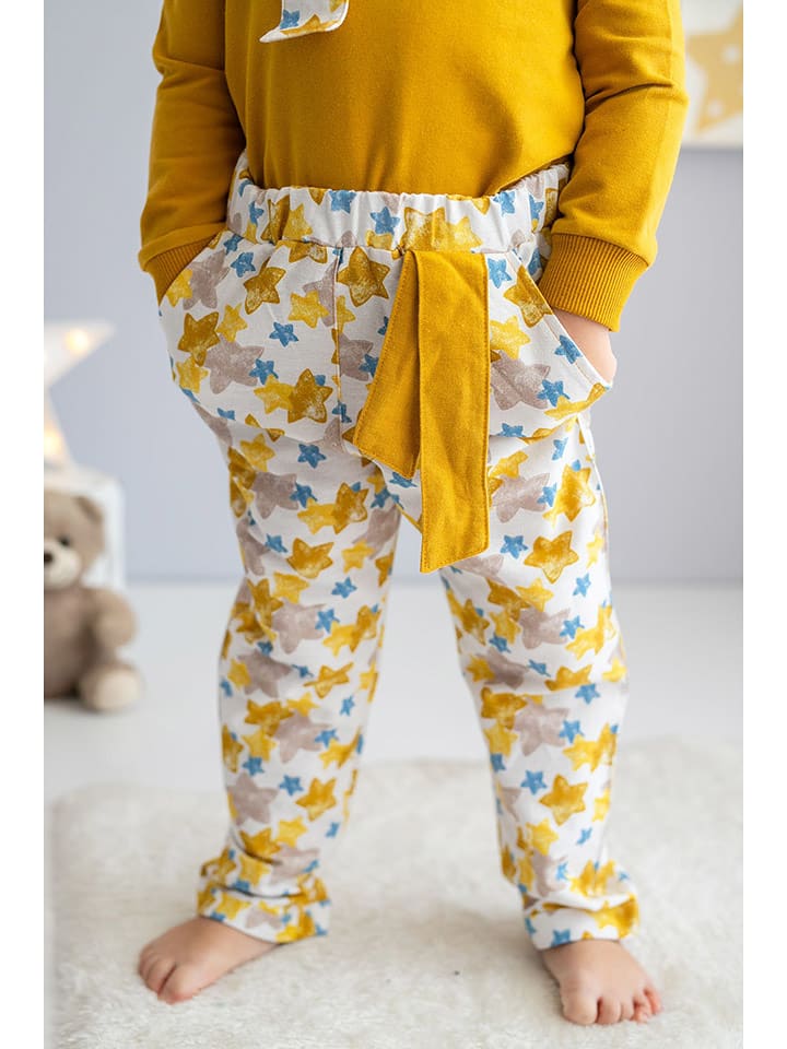 Percy Jay Spodnie dresowe w kolorze biało-żółtym rozmiar: 116