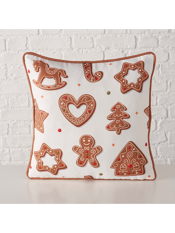 Boltze Poduszka "Ginger" w kolorze biało-jasnobrązowym - 45 x 45 cm rozmiar: onesize