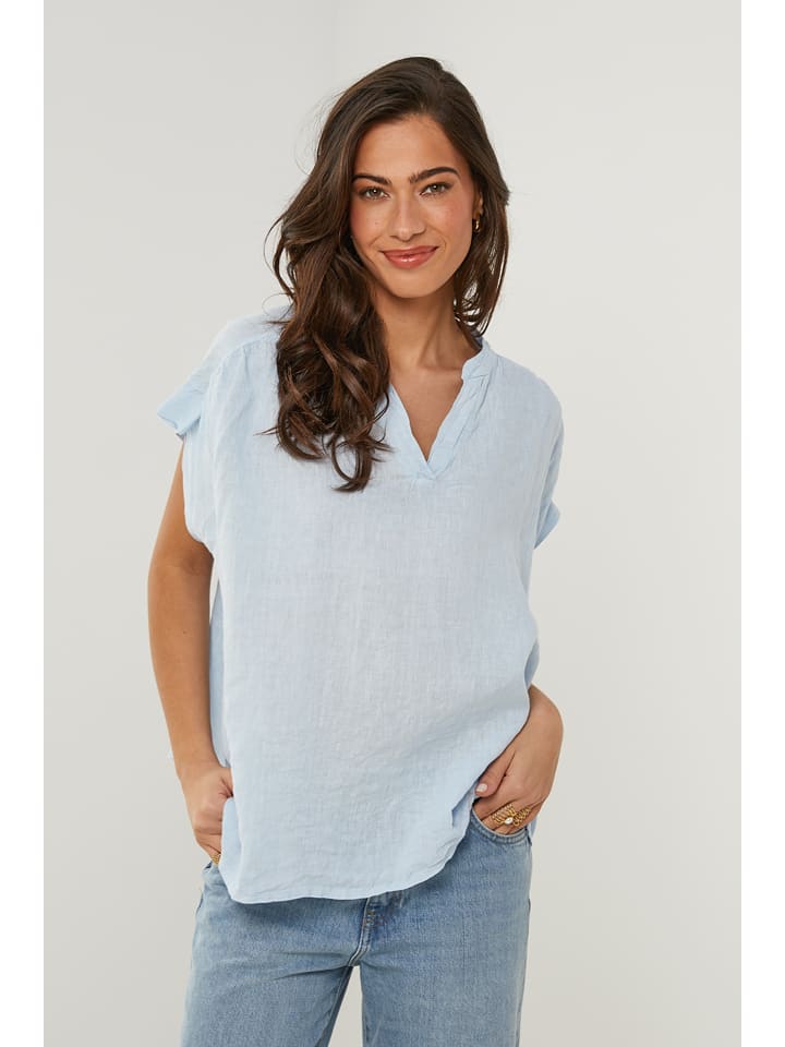 Le Monde du Lin Lniana koszulka w kolorze błękitnym rozmiar: 38/40