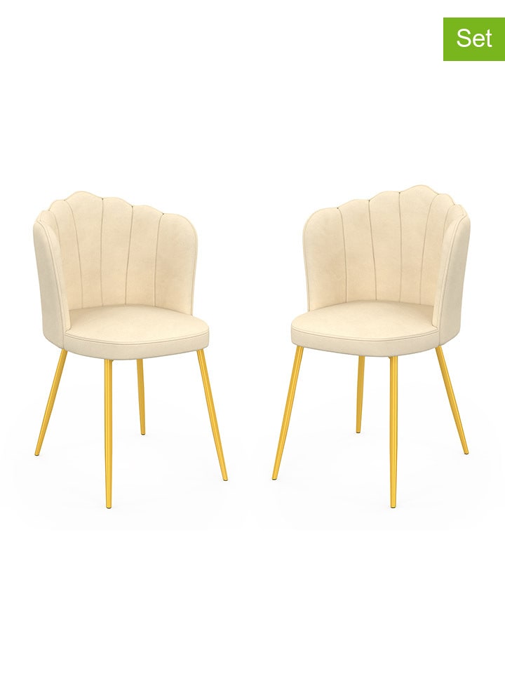 IDOMYA Factory Krzesła (2 szt.) "Arielle" w kolorze kremowym do jadalni - 55 x 82 x 51 cm rozmiar: onesize