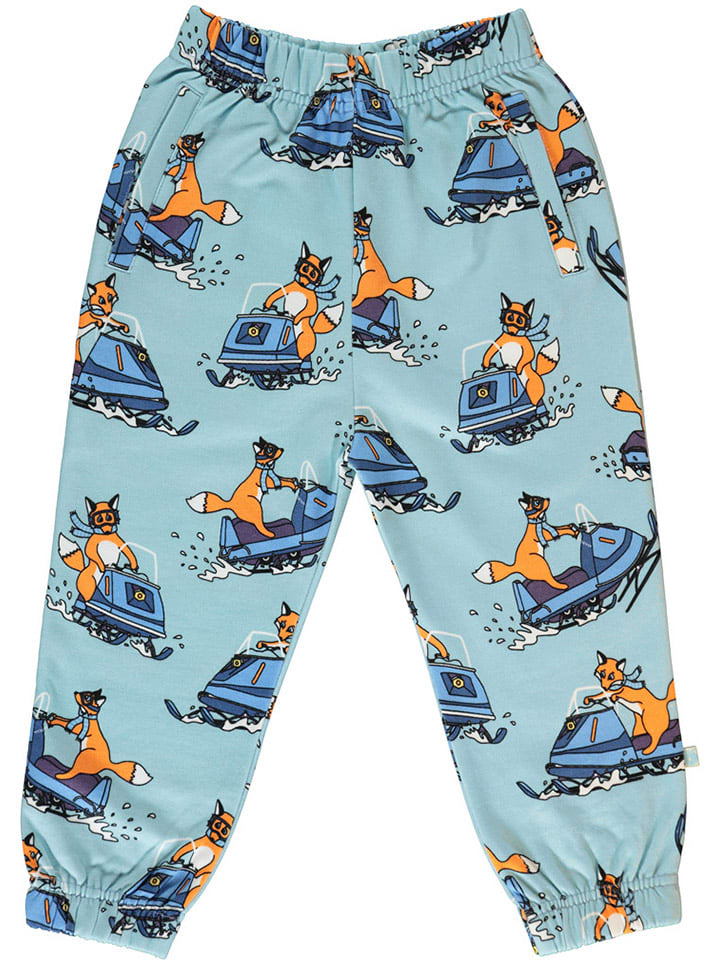 Småfolk Spodnie dresowe w kolorze błękitnym ze wzorem rozmiar: 122/128