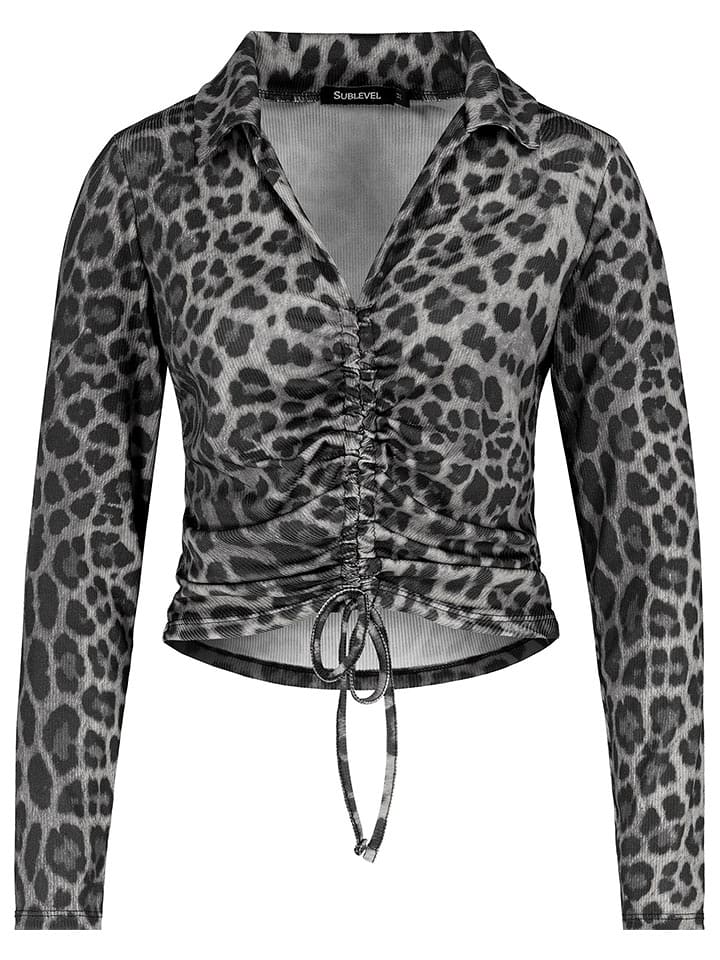 Sublevel Bluzka w kolorze szaro-czarnym rozmiar: L