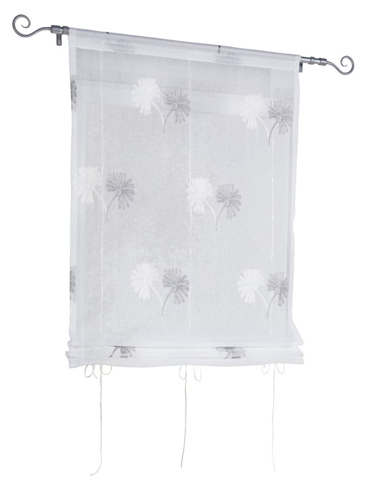 heine home Roleta w kolorze białym z tasiemkami rozmiar: 140x45 cm