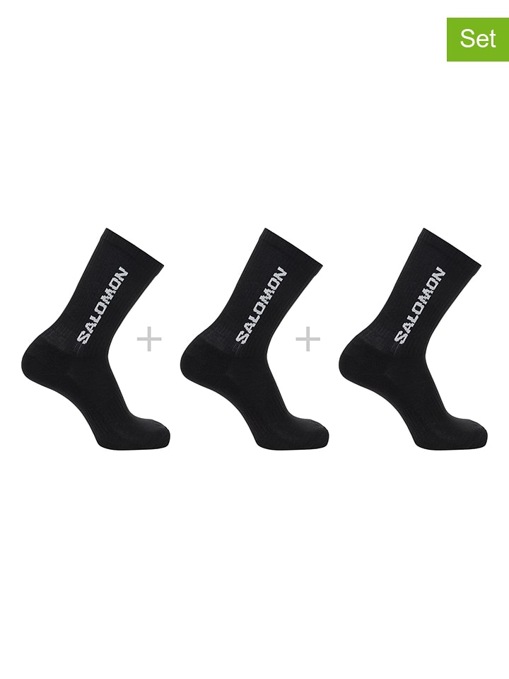 SALOMON Skarpety funkcyjne (3 pary) "Everyday Crew" w kolorze czarnym rozmiar: 36-38