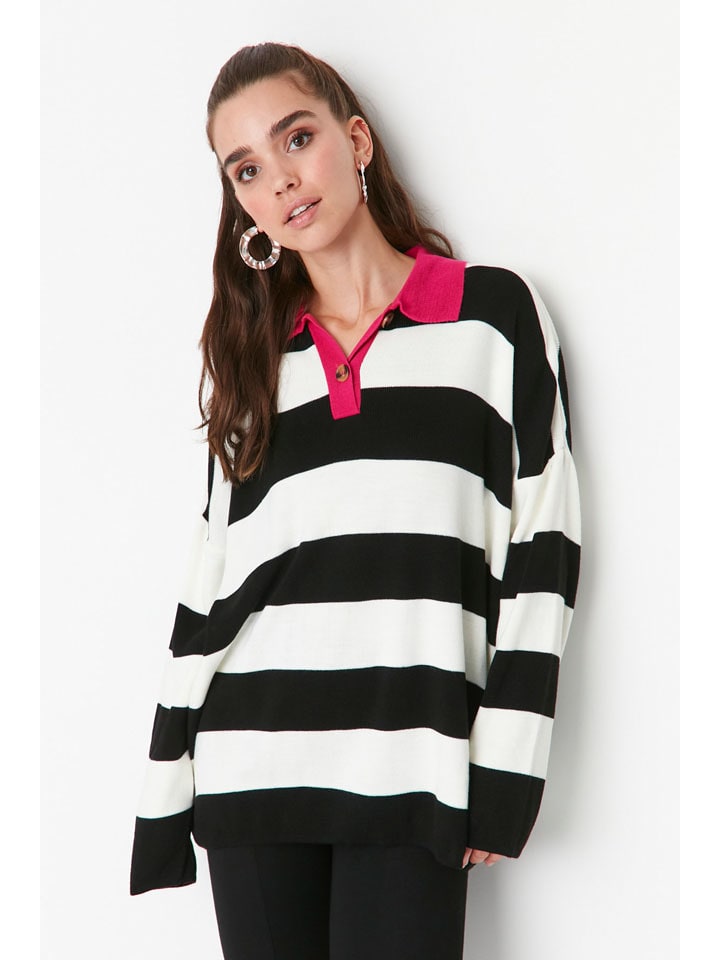 trendyol Sweter w kolorze różowo-biało-czarnym rozmiar: XL