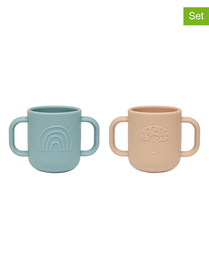 OYOY mini Kubki (2 szt.) w kolorze błękitnym i jasnobrązowym - wys. 11 x Ø 7,5 cm rozmiar: onesize
