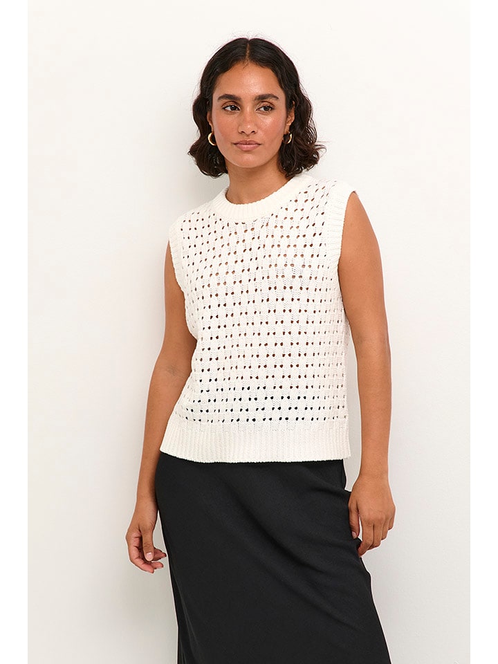 Kaffe Top dzianinowy w kolorze białym rozmiar: L