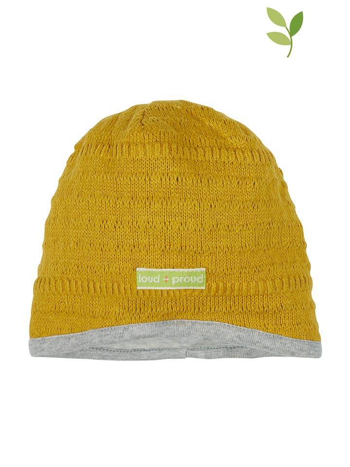 loud + proud Dwustronna czapka w kolorze żóltym rozmiar: 74/80