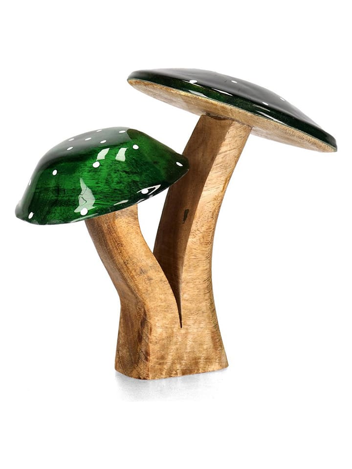 Bizzotto Figurka dekoracyjna "Mushroom" w kolorze jasnobrązowo-zielonym - wys. 18 cm rozmiar: onesize
