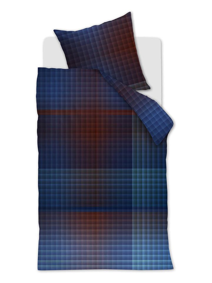 Beddinghouse Komplet pościeli satynowej "Yann" w kolorze niebiesko-czerwonym rozmiar: 155x220 cm