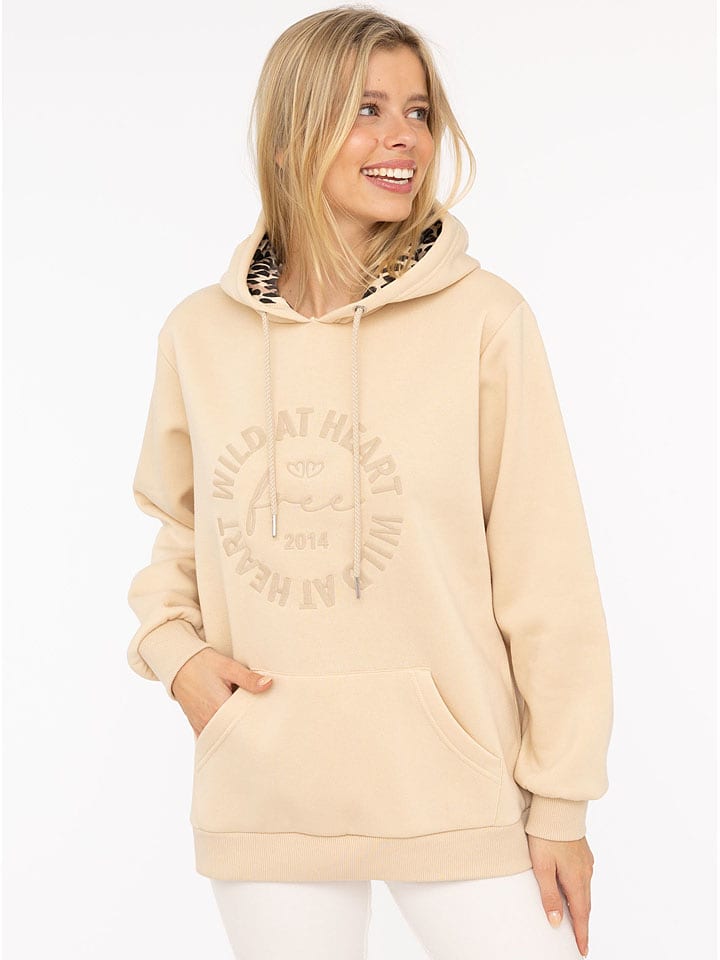 Zwillingsherz Bluza "Wild at heart" w kolorze beżowym rozmiar: S/M