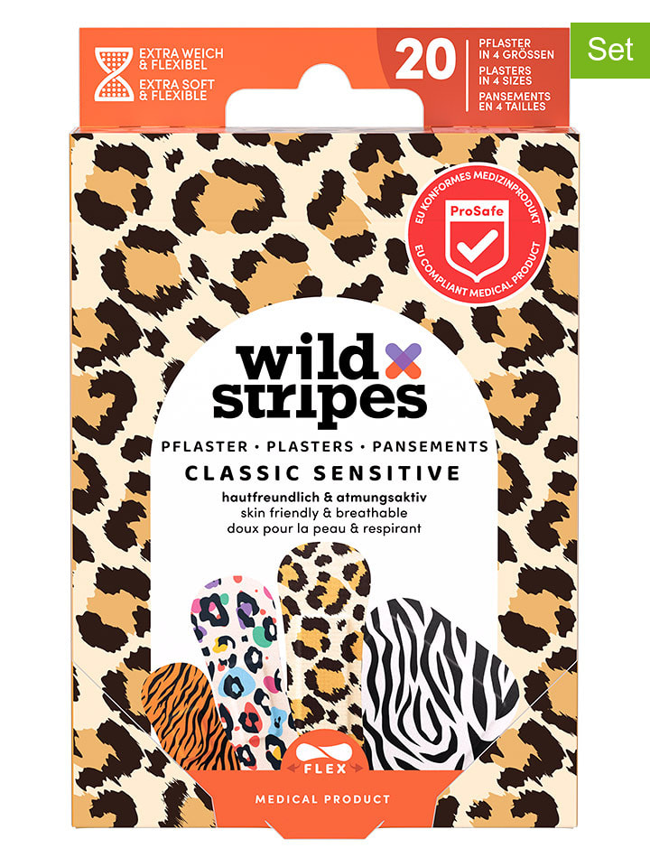 Wild Stripes Plastry (4 x 20 szt.) "Classic Sensitive Animal" rozmiar: onesize