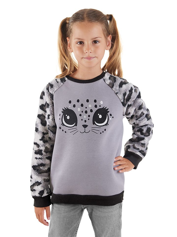 Denokids Bluza "Plush Leopard" w kolorze szarym rozmiar: 116