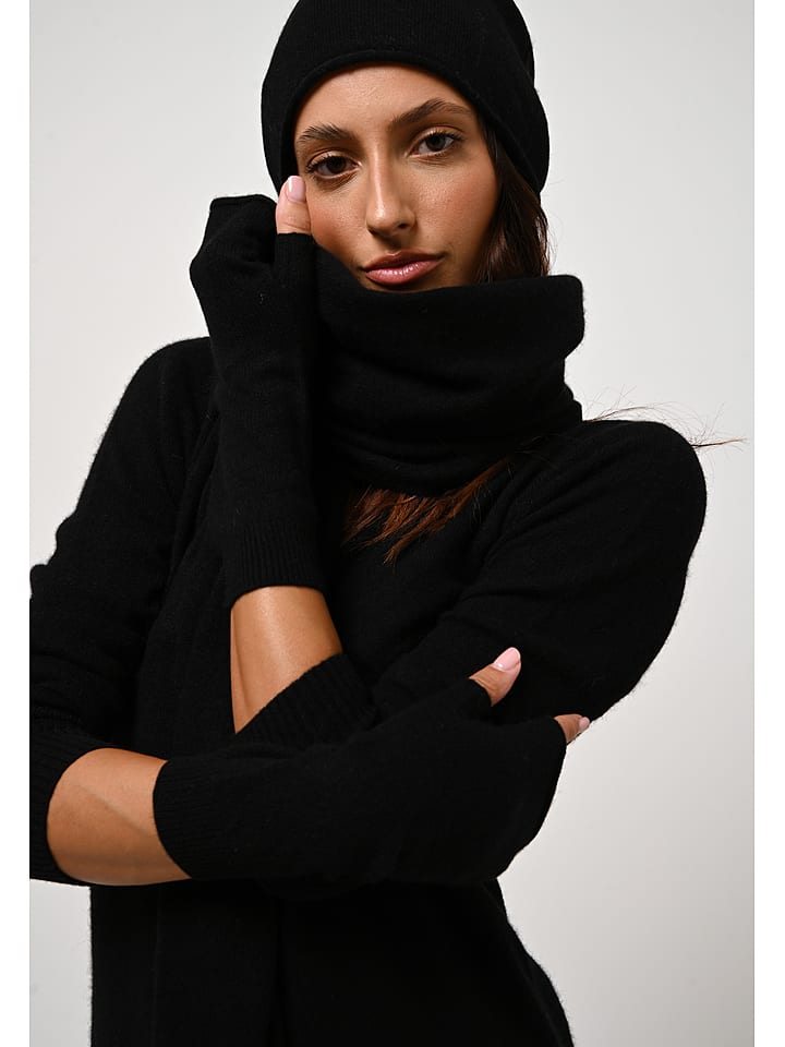 AUTHENTIC CASHMERE Kaszmirowe mitenki "Serre" w kolorze czarnym rozmiar: onesize