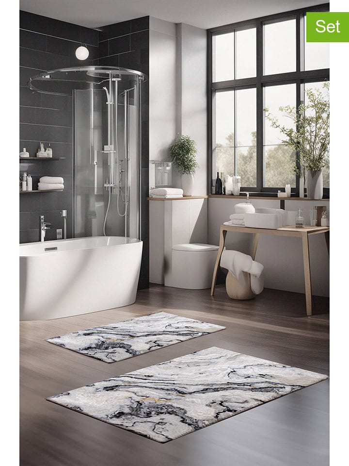 Colourful Cotton Dywaniki łazienkowe (2 szt.) w kolorze złoto-biało-czarnym rozmiar: onesize