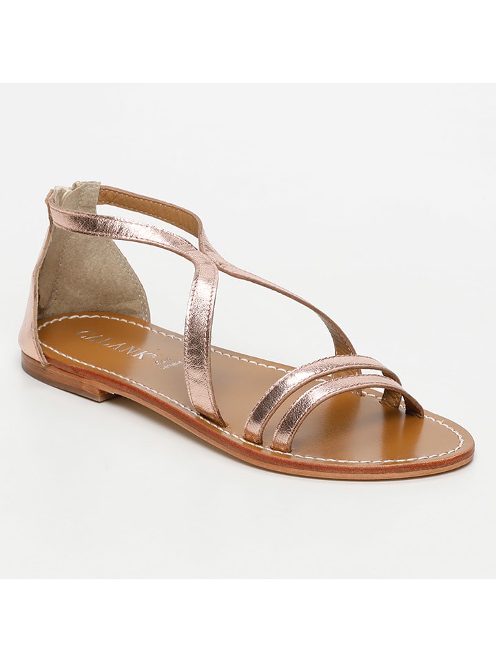 CALANK Skórzane sandały w kolorze różowozłotym rozmiar: 40