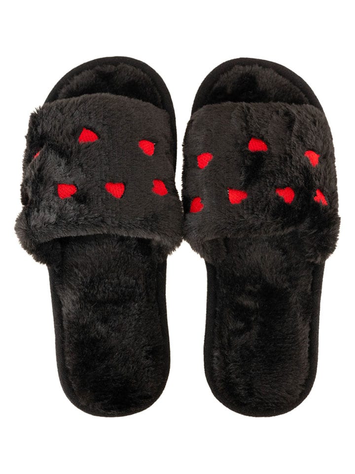 Zwillingsherz Kapcie w kolorze czarno-czerwonym rozmiar: L/XL
