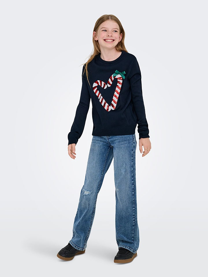 KIDS ONLY Sweter "Xmas" w kolorze granatowym rozmiar: 134/140