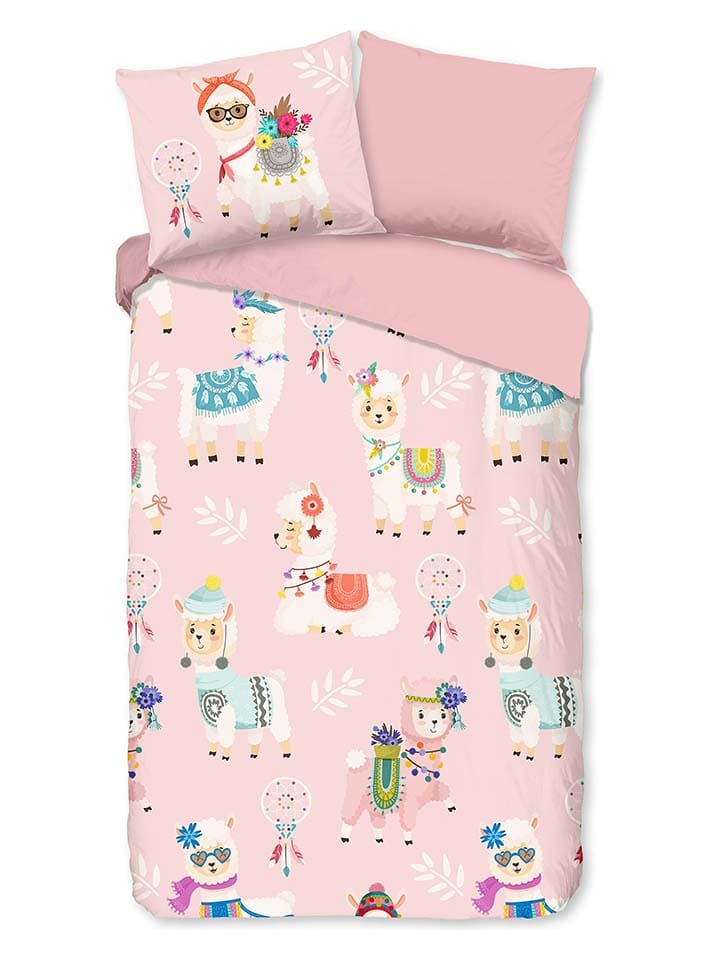 Good Morning Komplet pościeli flanelowej "Ladida" w kolorze jasnoróżowym rozmiar: 140x220 cm