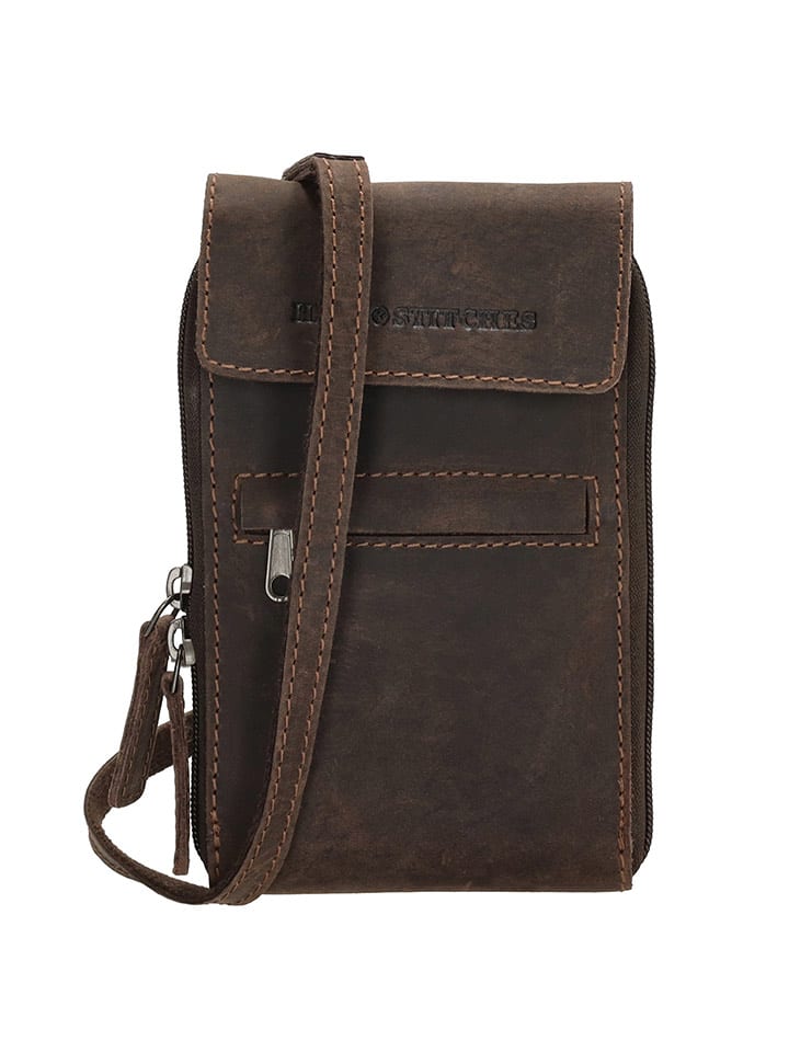 HIDE & STITCHES Skórzana torebka w kolorze brązowym na telefon - 10 x 17 x 1,5 cm rozmiar: onesize