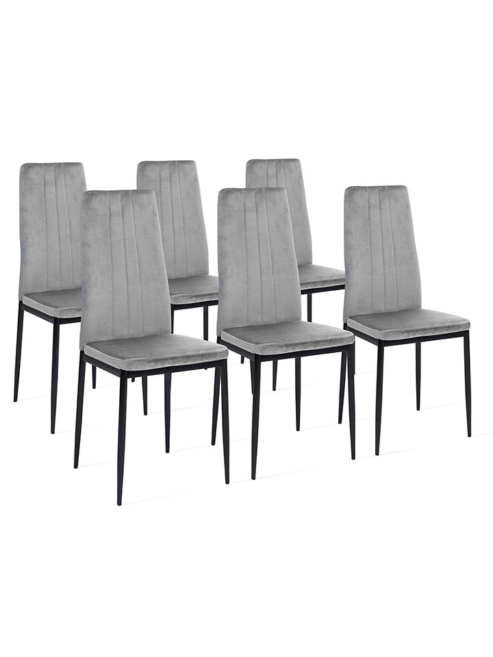 IDOMYA Factory Krzesła (6 szt.) "Jade" w kolorze jasnoszaro-czarnym - 39 x 96 x 41,5 cm rozmiar: onesize