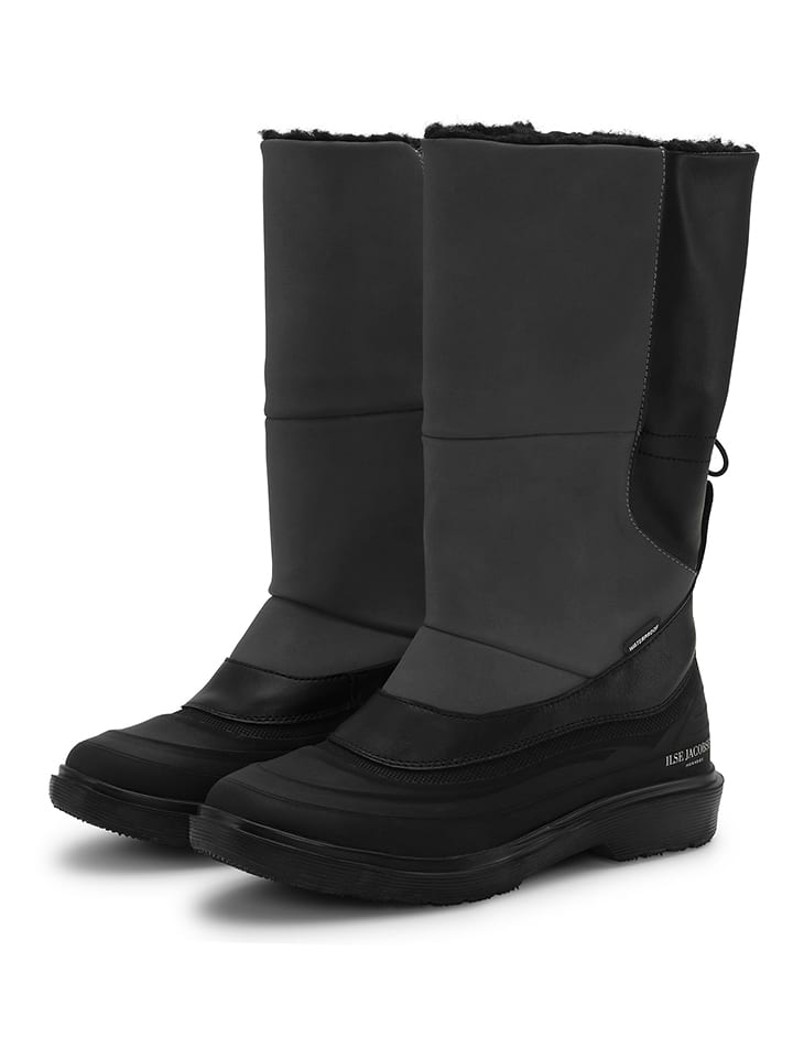 Ilse Jacobsen Skórzane kozaki zimowe w kolorze czarno-szarym rozmiar: 40