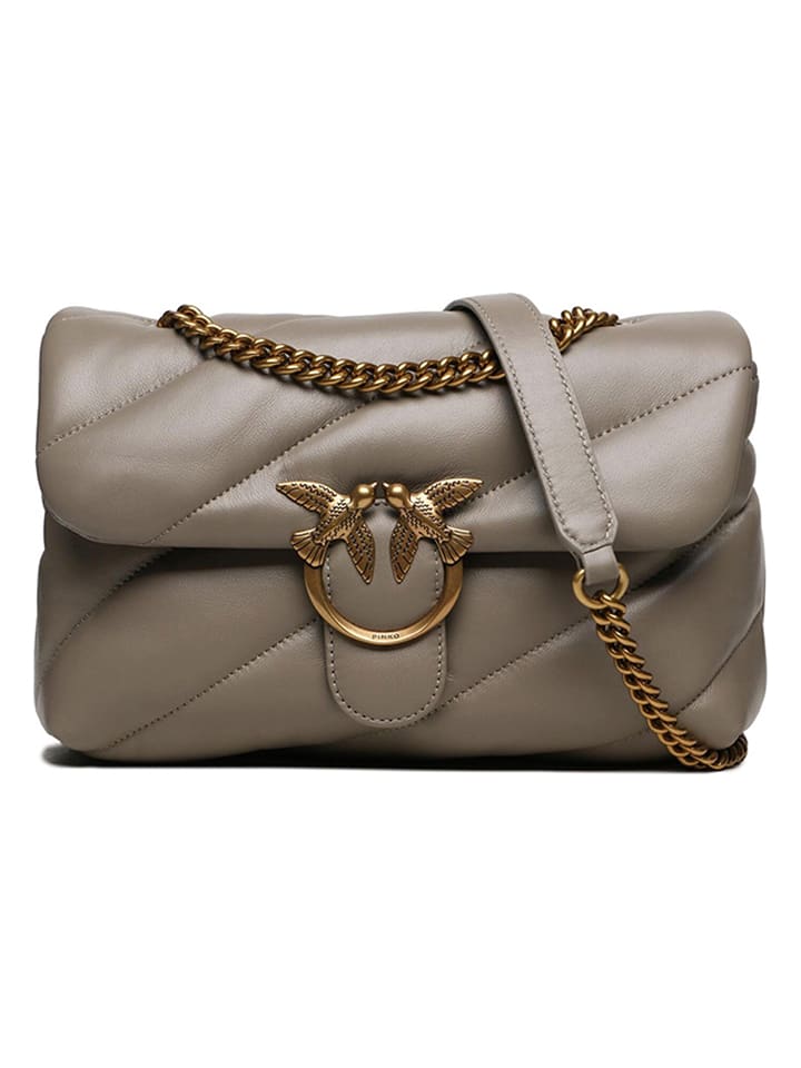 Pinko Skórzana torebka w kolorze szarym - 27 x 19 x 11 cm rozmiar: onesize