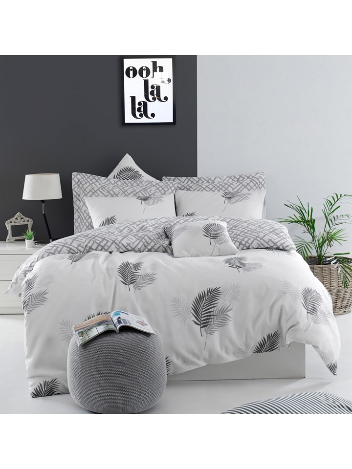 Colorful Cotton Komplet pościeli "Palma" w kolorze szarym rozmiar: 200x200 cm