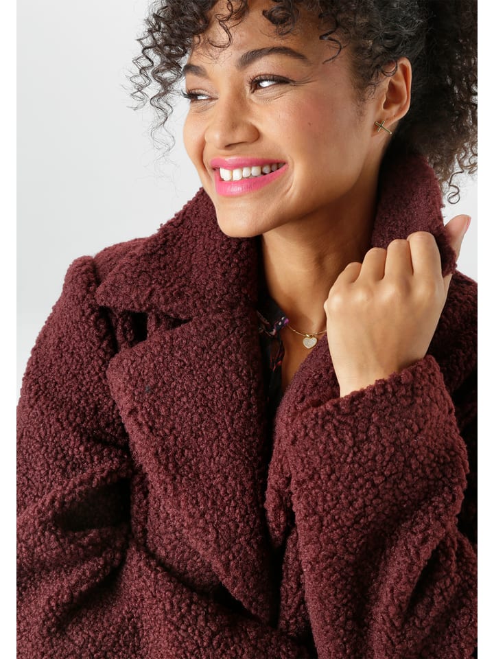 Aniston Płaszcz pluszowy w kolorze bordowym rozmiar: 52