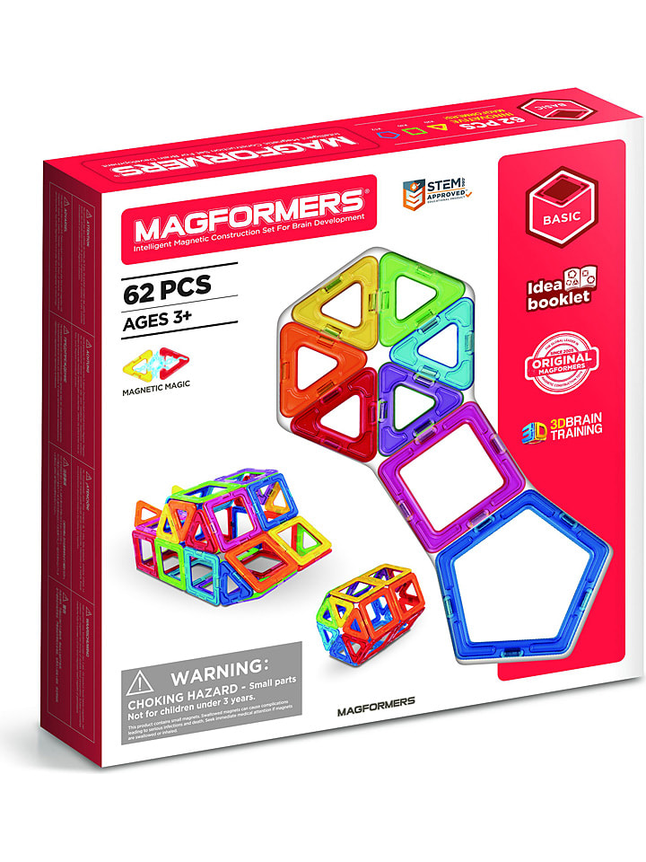 MAGFORMERS 62-częściowy zestaw magnetyczny "Standard Line" - 3+ rozmiar: onesize