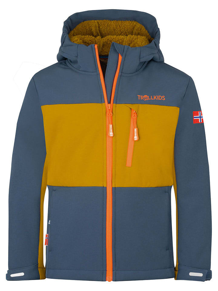 Trollkids Kurtka softshellowa "Bergsfjord" w kolorze niebiesko-jasnobrązowym rozmiar: 128