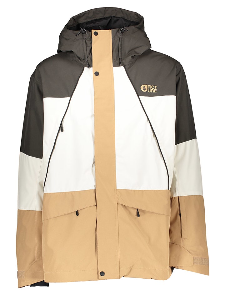 PICTURE Kurtka narciarska "Kenko" w kolorze brązowo-biało-jasnobrązowym rozmiar: XS