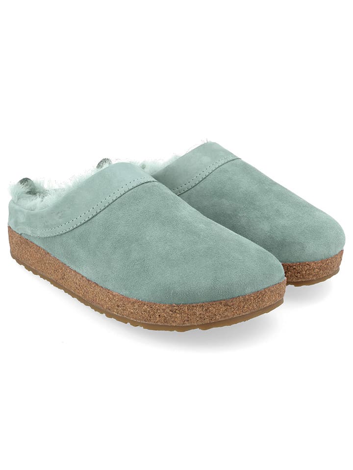 HAFLINGER Skórzane kapcie w kolorze błękitnym rozmiar: 41